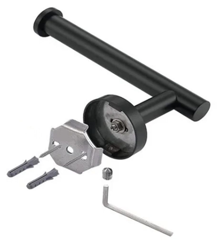 Toilettenpapierhalter aus Edelstahl – Wandhalterung, Wandregal mit Schrauben, WC-Zubehör für Bad, Küche und Toilette, schwarz