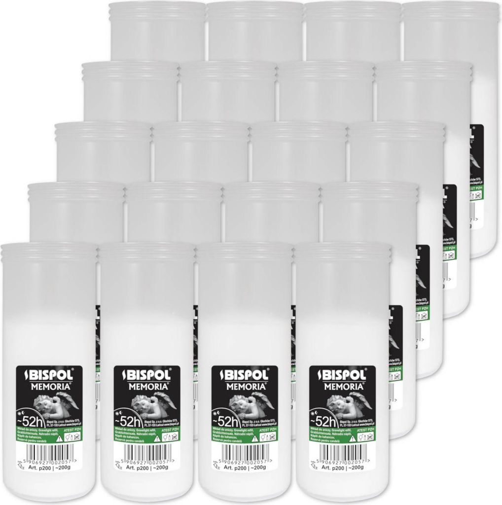 Náplně do parafínových svíček BISPOL P200 52H 20ks. Obrázek produktu 