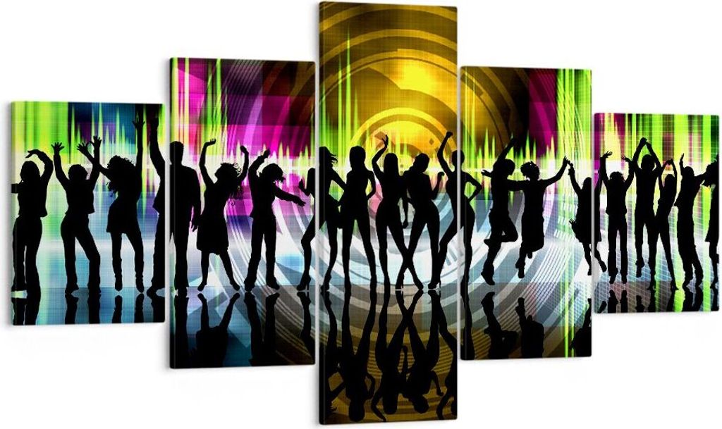 Bild auf Leinwand - Leinwandbild - Disco Musik Tanz Spaß - 125x70cm - Wand Bild - Wanddeko - Leinwanddruck - Bilder - Kunstdruck - Wanddekoration ...
