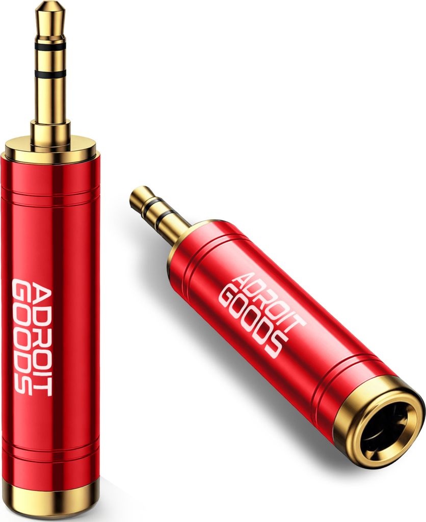 AdroitGoods 6,35mm Stecker auf 3,5mm Buchse Audio Jack Adapter - vergoldet - Rot