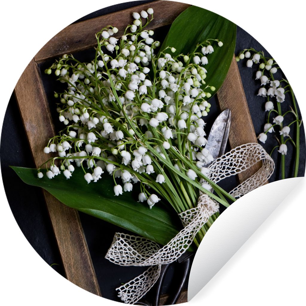 MuchoWow Runde Wandtattoo - Wandsticker Tapete Aufkleber Ein Strauß Maiglöckchen Ø 50 cm Selbstklebend und Repositionierbar - Wandaufkleber - ...