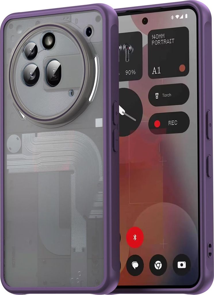 Matt Hülle für Nothing Phone 3a Pro mit Kameraschutz, Transluzente Matt Rückseite Stoßfeste Handyhülle Lila