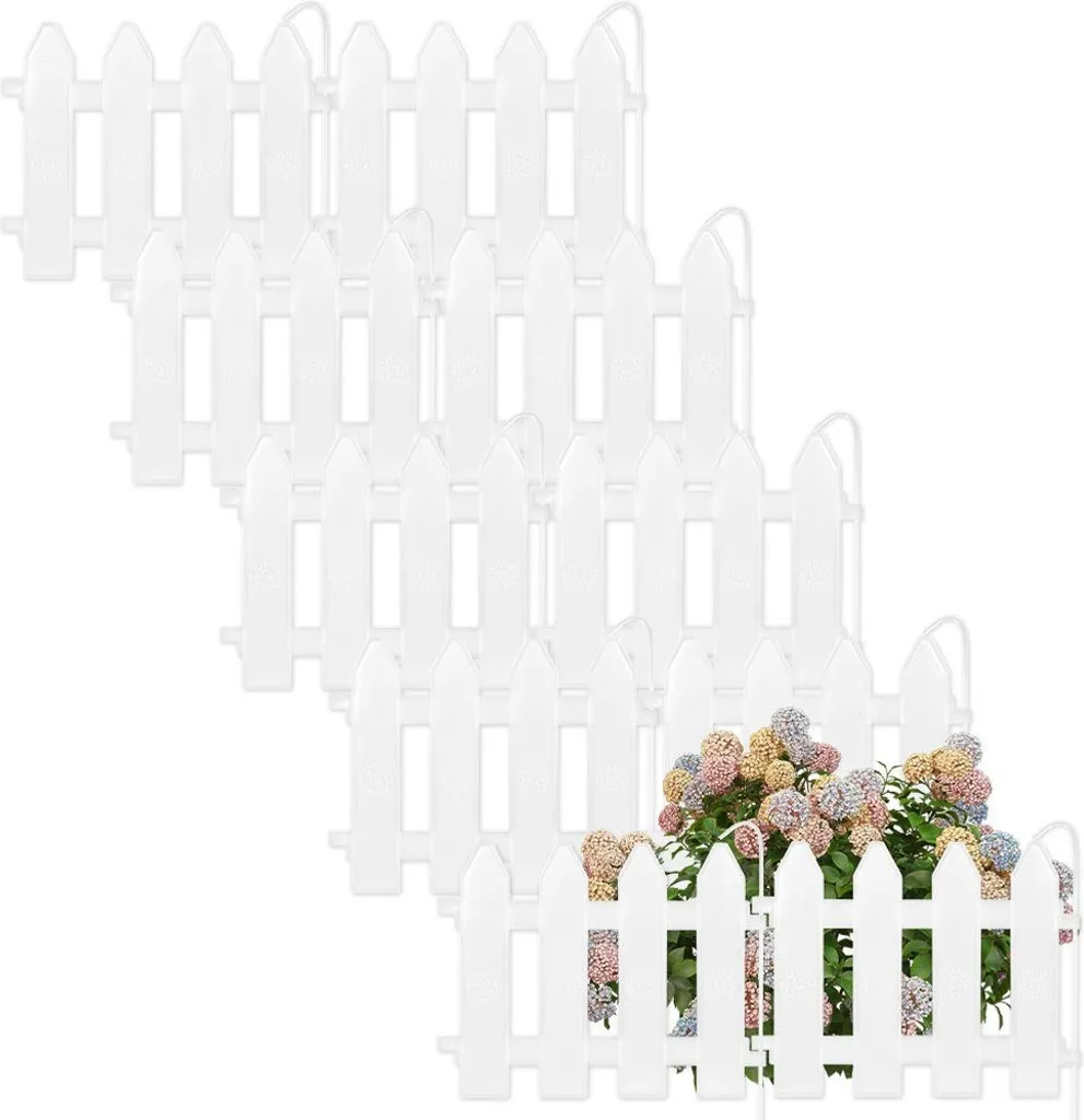 10x Bordure de Jardin Blanche en Plastique 2m Palissade pour Pelouse