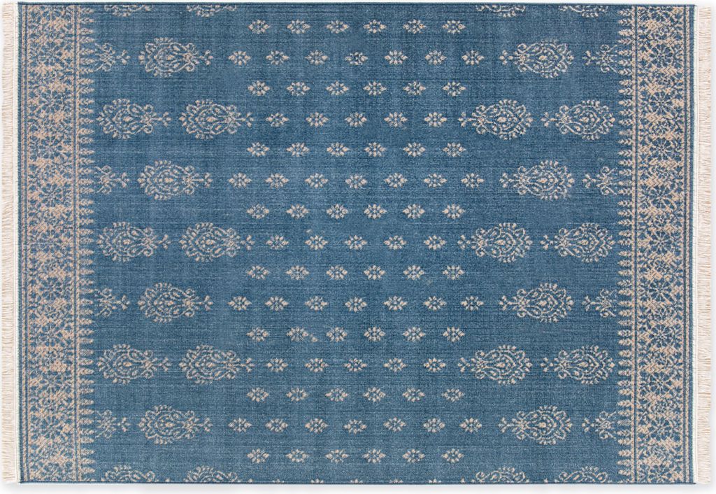 Fransenteppich LUIS, Serie "Franja", Blau, 120 x 170 cm