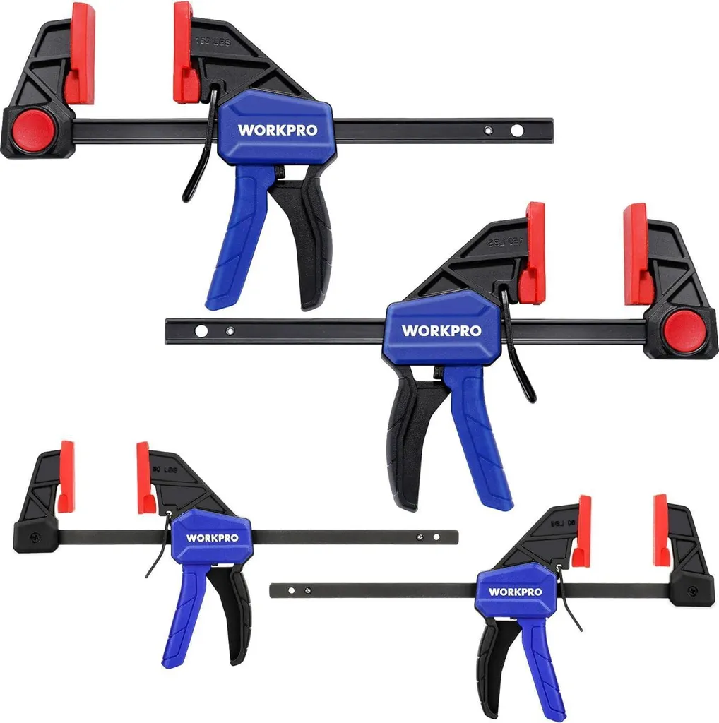 WORKPRO Set 4 Morsetti a Una Mano 120/150mm - Strettoi per Falegnameria