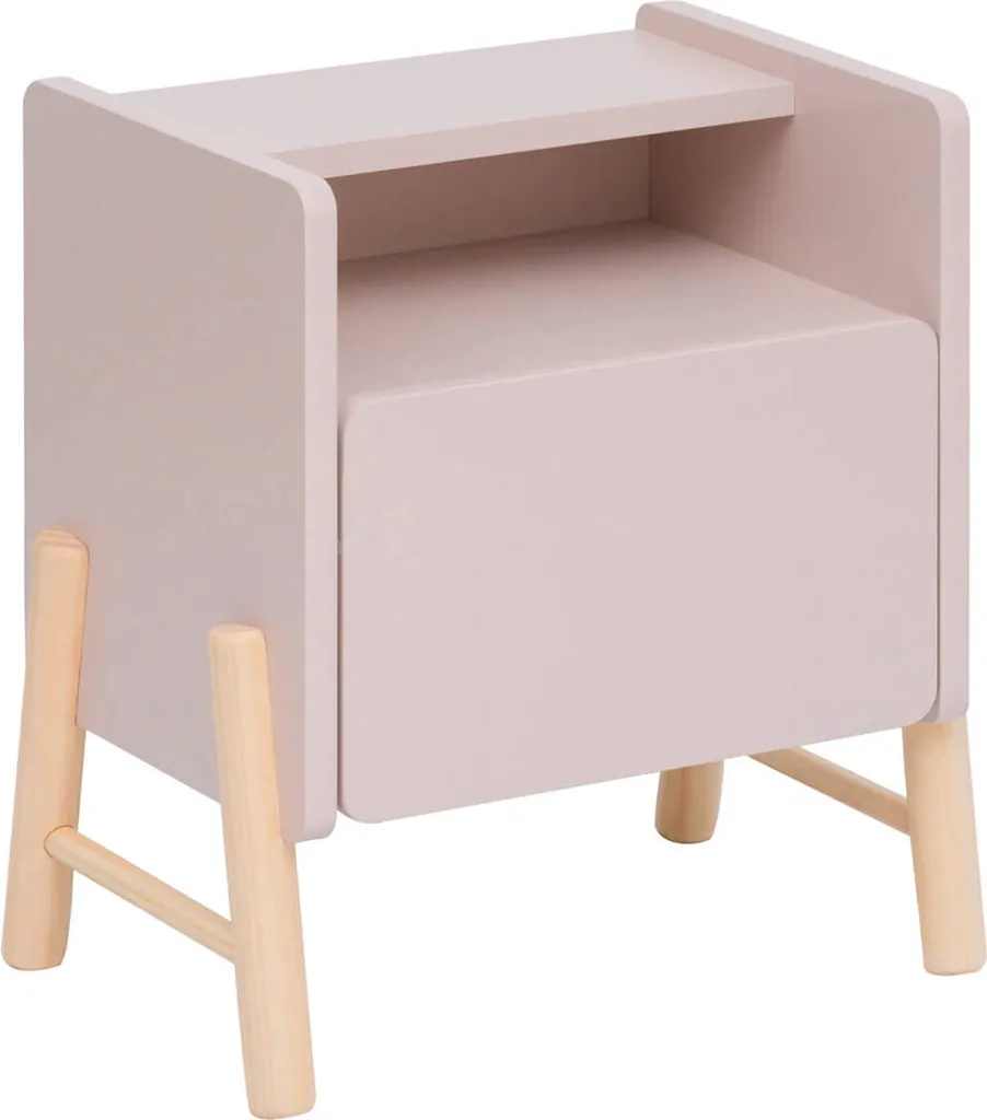 Meuble de Chevet Enfant pour Veilleuse et Livres Table de Nuit Rose 49cm