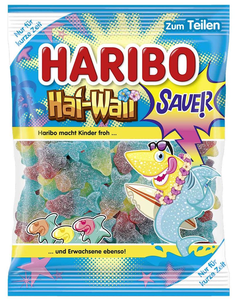 Haribo Hai-Waii ovocné žvýkačky, extra kyselé s ovocnou Obrázek produktu  Obrázek vytvořený pomocí AI
