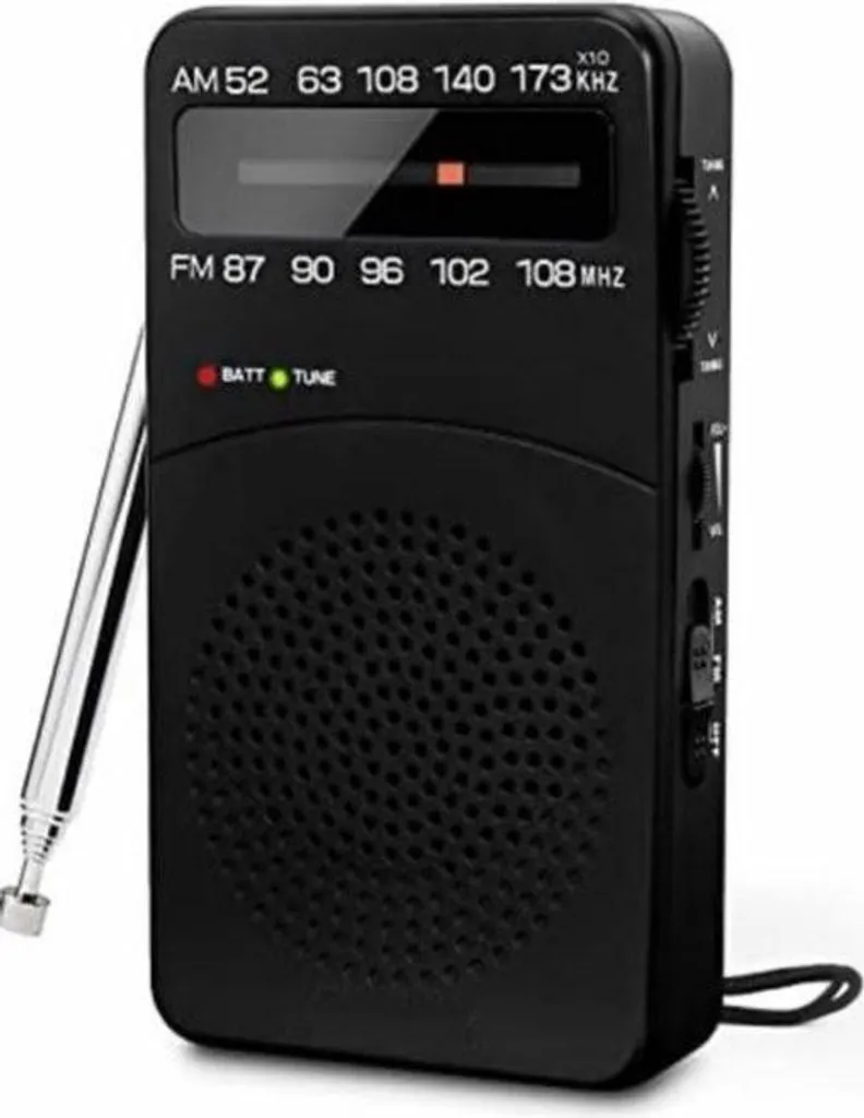 Radio de secours sans électricité - Transistor à piles fiable AM/FM Noir