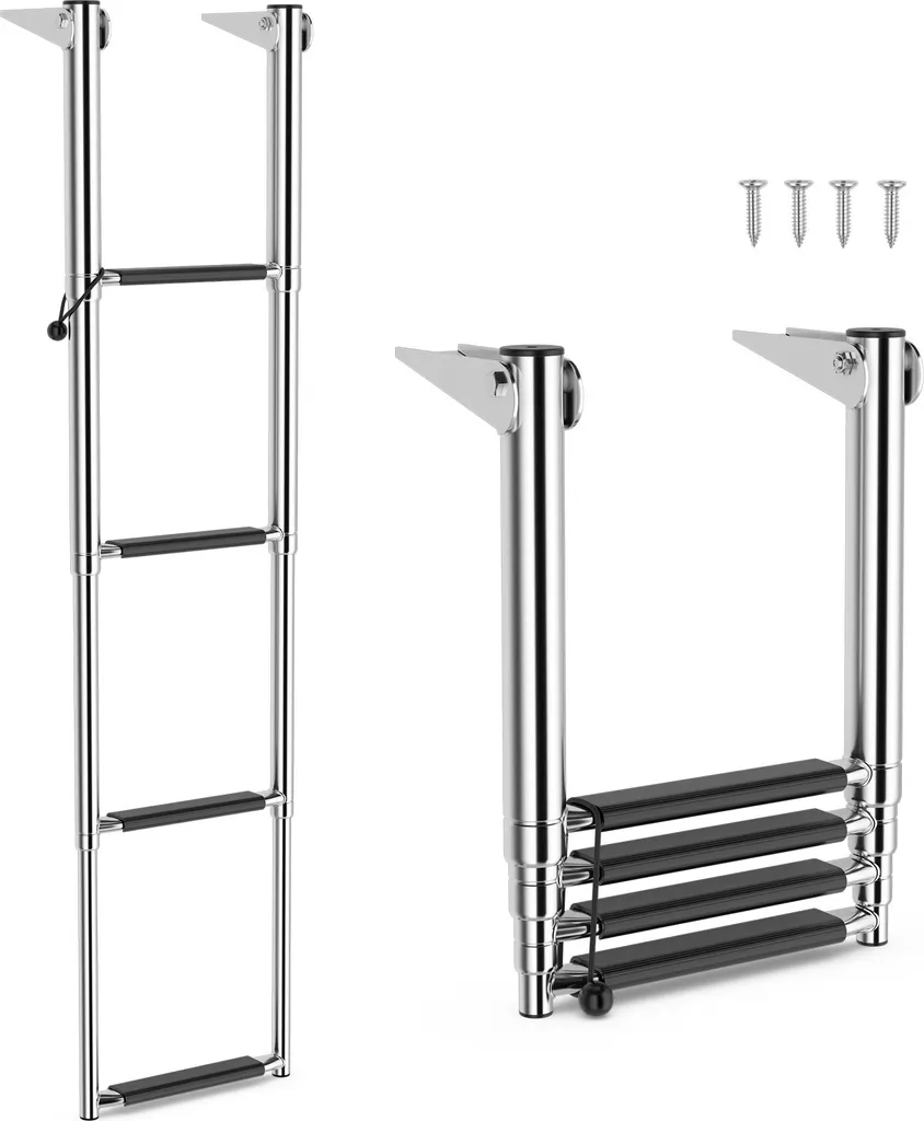Échelle de piscine pour ponton et bateau pliable 4 marches télescope