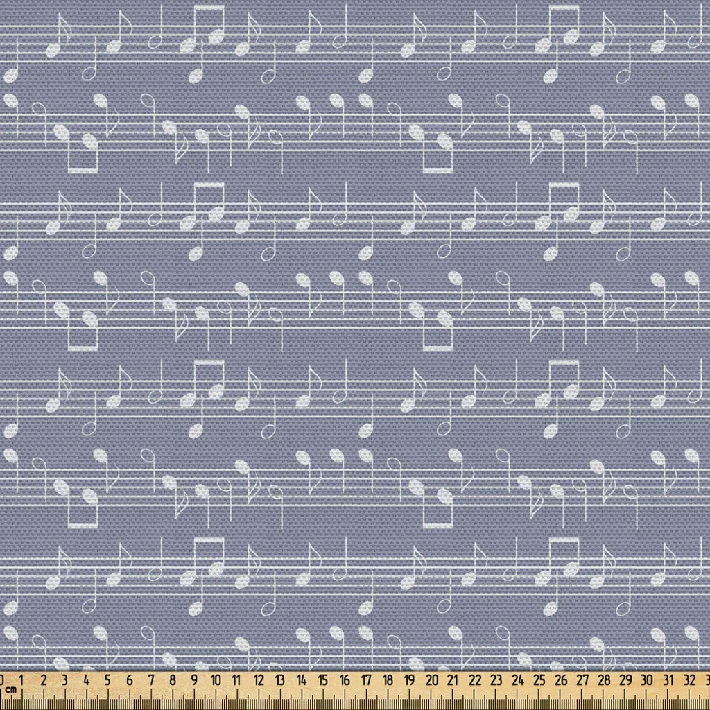 Tissu Musique Lavande en Polyester Résistant pour Couture et Loisirs
