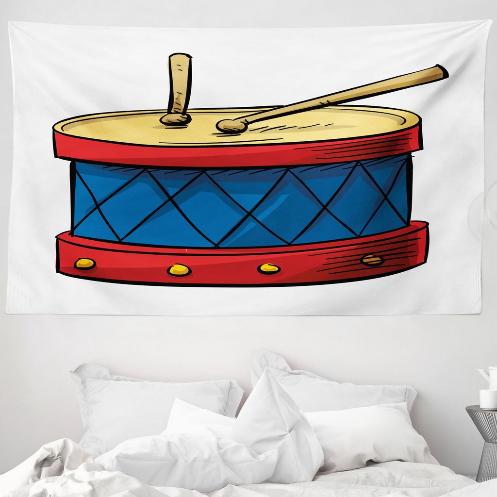 ABAKUHAUS Schlagzeug Wandteppich, Bunte Drum und Drumsticks aus Weiches Mikrofaser Stoff Waschbar ohne Verblassen Digitaldruck, 230 x 140 cm, Mehrf...