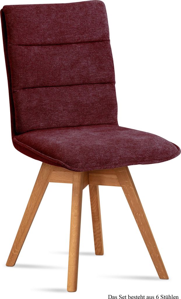 Esszimmerstuhl drehbar (6er-Set) Dorle 47x92x60 Eiche geölt/Marsala