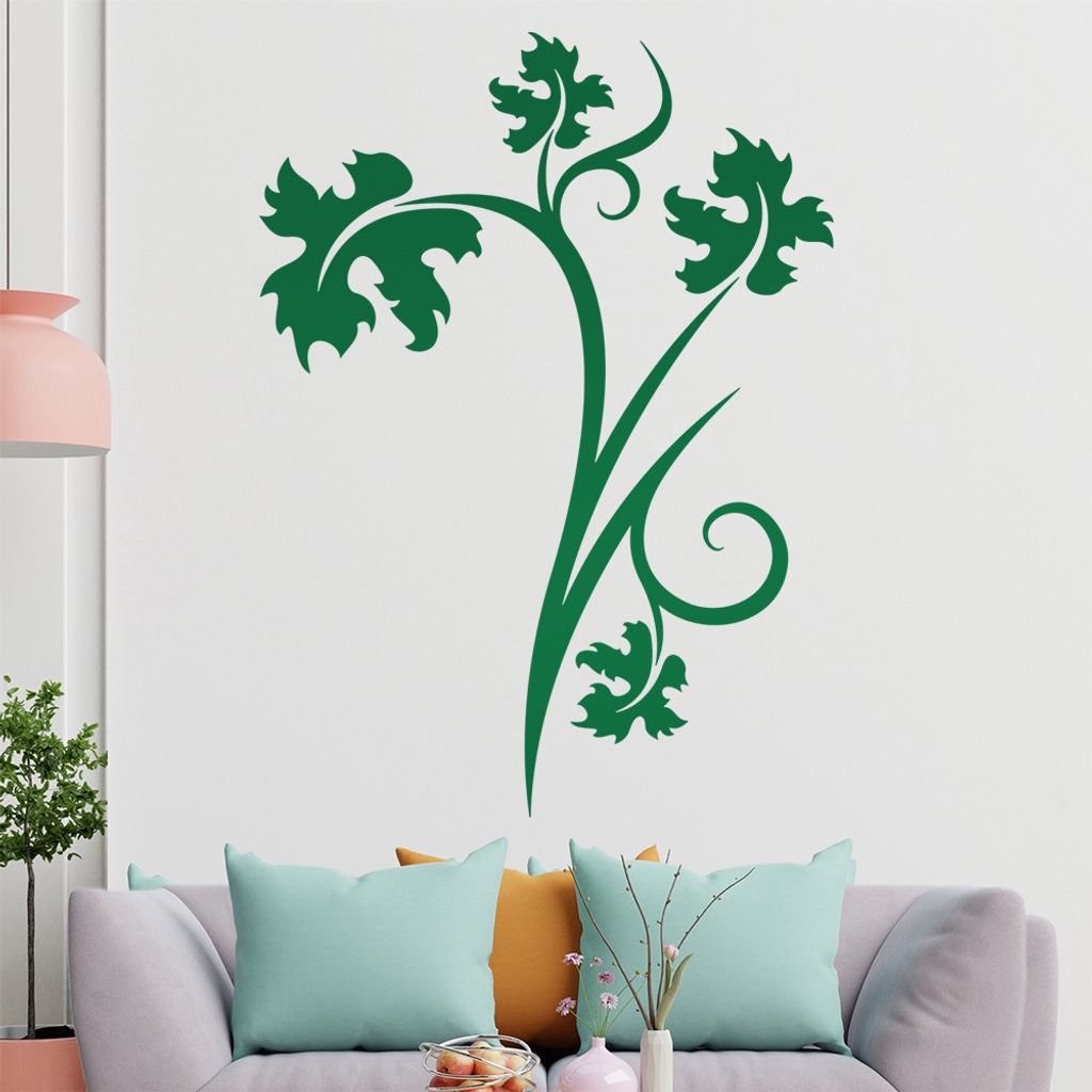 Blätter - Linien Wandtattoo in 6 Größen - Wandaufkleber Wall Sticker - Dekoration, Küche, Wohnzimmer, Schlafzimmer, Badezimmer