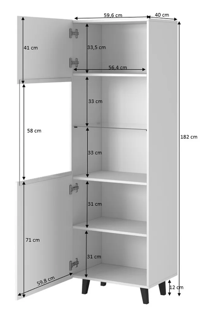 Meuble Vitrine Blanc Pafos pour Décoration Salon - Rangement Moderne
