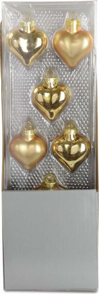 Christbaumschmuck Herzen | 8er Set Gold Matt & Glanz | Glas Produktbild 