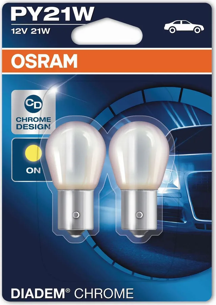 2x Luci Posteriori OSRAM Diadem Chrome BAU15S PY21W Effetto Invisibile