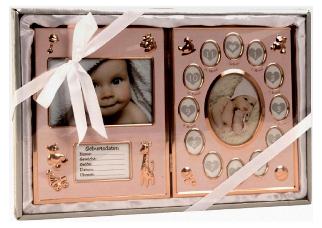 Baby Bilderrahmen Mein erstes Jahr Fotorahmen 41,5 x 27,5 cm in Bronze