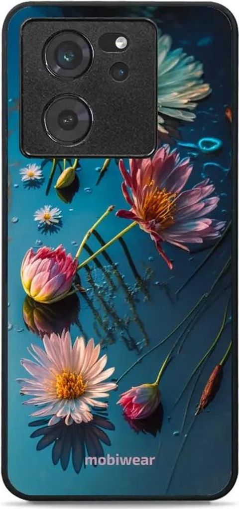 Handyhülle für Xiaomi 13T Pro, Mobiwear Glossy Case, Blau-Blumig