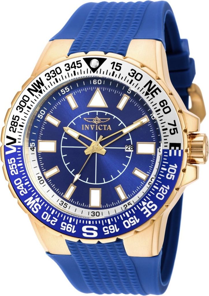Invicta Aviator 19270 Herren uhr - Wasserdicht - Analog - Quarzuhrwerk - Edelstahl mit blauen zifferblat - 52mm