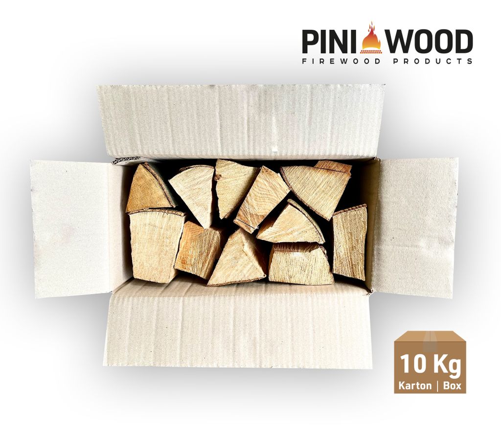 PINI Brennholz ofenfertig Buche 10 Kg ca. 25 cm für Kamin Grill Feuerschale Pizzaofen Smoker