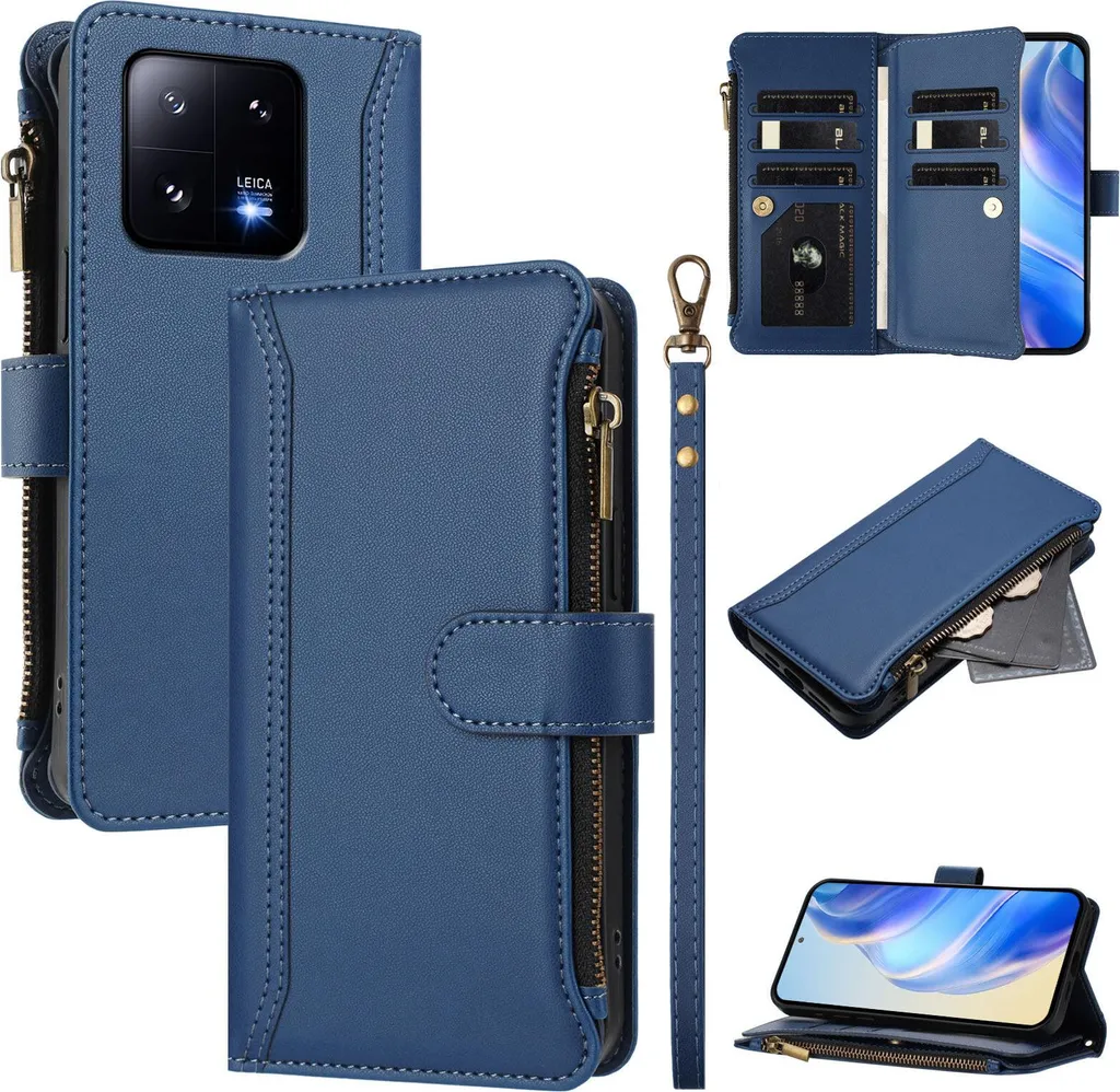 Cover Multifunzione Xiaomi 13 Pro Portafoglio Blu con Zip