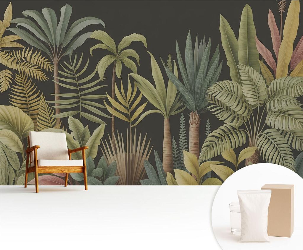 Fototapete - 416x254 cm - Tapete - Wandtapete - Wandbilder - Dekofolie - Tapete Folie - Wand - Dekoration - Wohnzimmer - Tropischer Dschungel