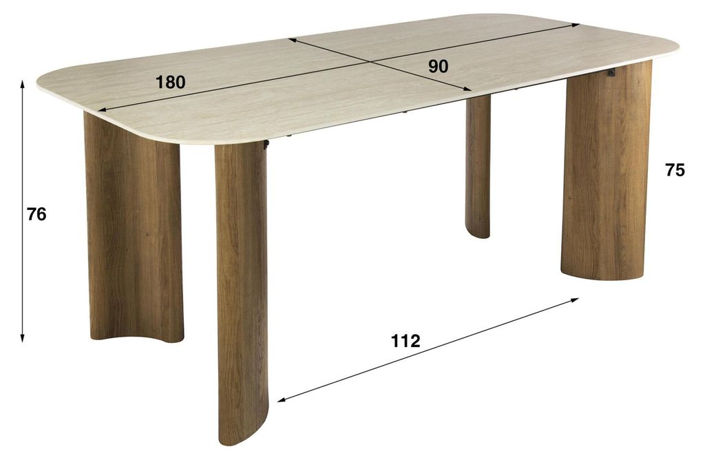 Tavolo da pranzo FURNLUX Romano Beige e rovere 180 cm / Immagine del prodotto 