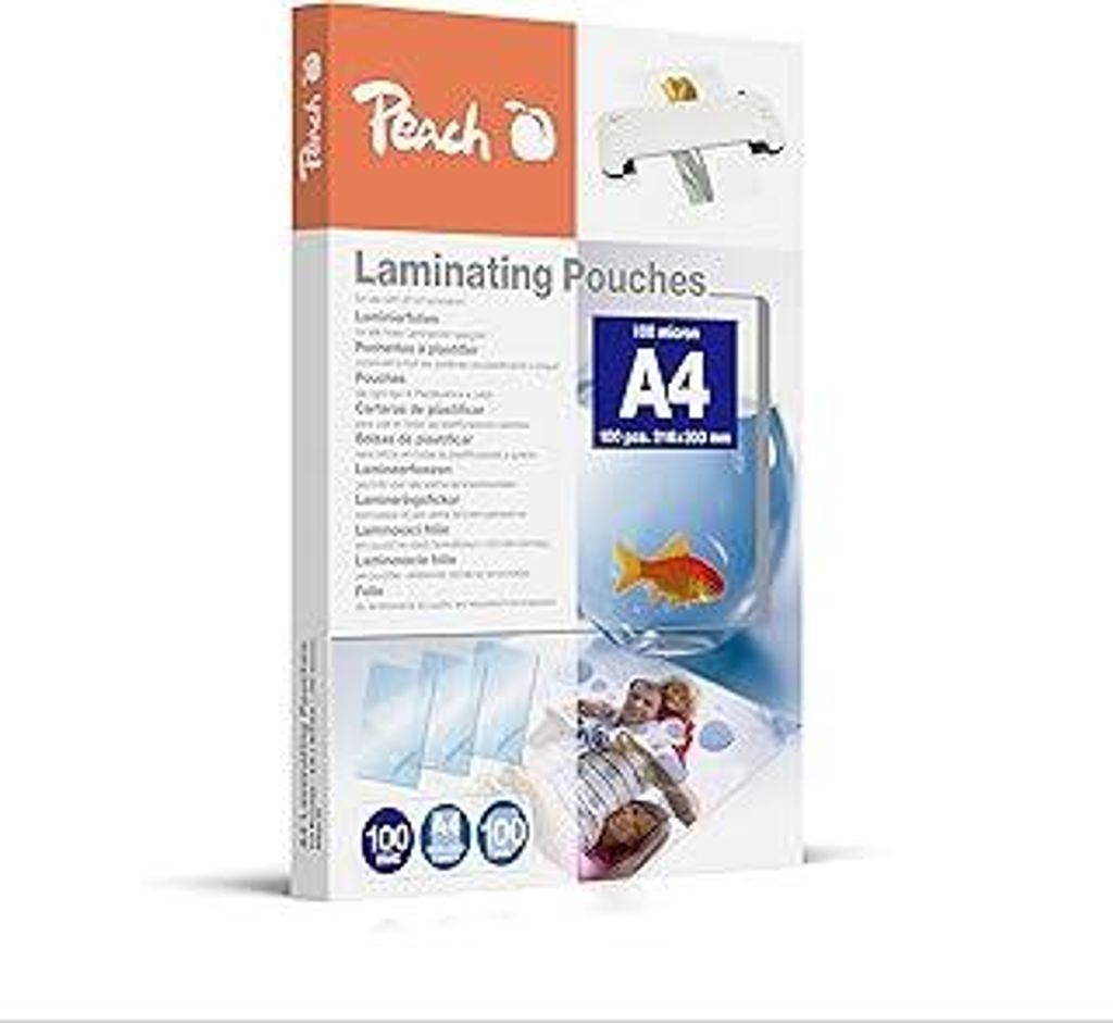 Peach Laminierfolien A6-80 mic - 100 pouches - glänzend - für beste Laminierergebnisse - kompatibel mit Geräten aller Markenhersteller - PP580-04