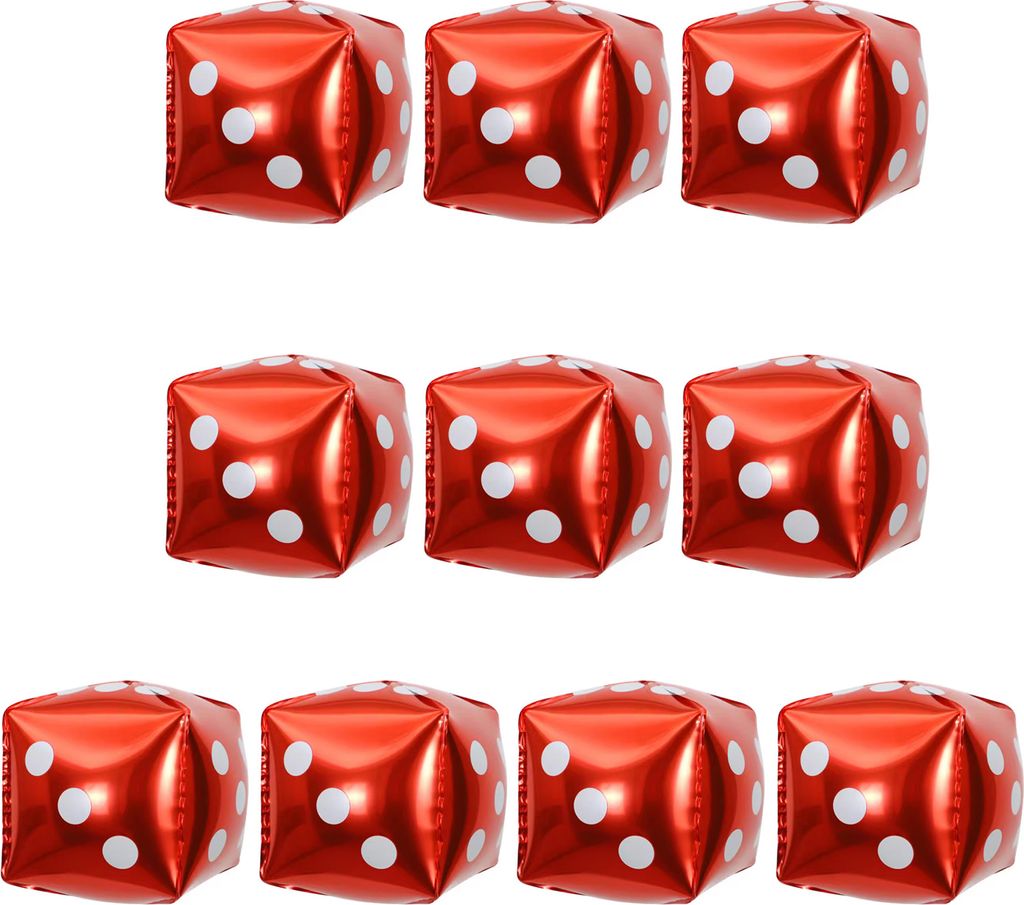 10 Stück Lustiger Würfelballon Metallic Auslaufsicher Dicker Babyparty Geburtstag Hochzeit Thema Party Dekoration Aluminiumfolie Ballon Kit Rot