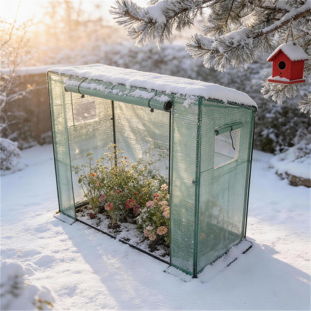 FIVMEN Garten Gewächshaus Foliengewächshaus Tomatengewächshaus begehbar 200x80x150 cm, schräges Dach Pflanzenhaus mit PE-Gitterfolie, Tomatenha...