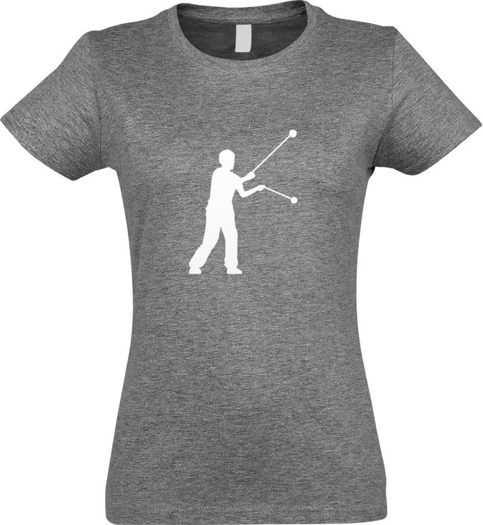 Kiwistar - T-Shirt tailliert - Damen - Graumeliert - Jo-Jo - JoJo YoYo Sportler - mit Motiv Bedruckt - Funshirt Design - Sport - Freizeit - Damen - XL