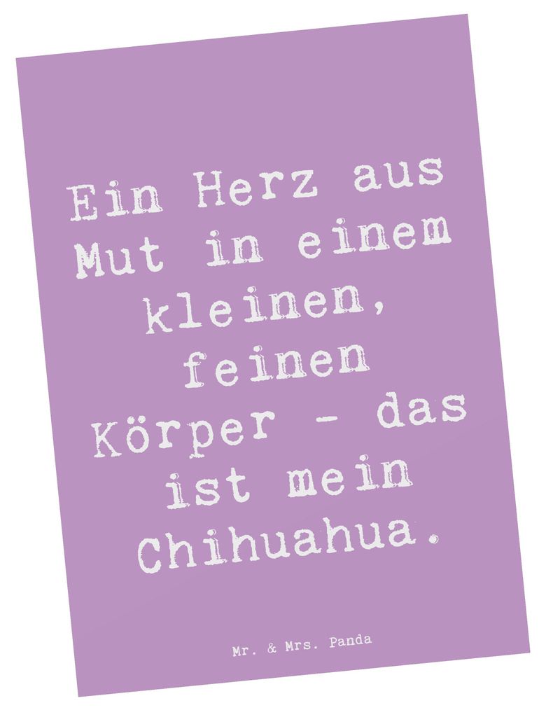 Mr. & Mrs. Panda Postkarte Spruch Chihuahua Herz - Lavendeltraum - Geschenk, Hundeliebhaber, Ansichtskarte, einzelkarte, Postkarten, Hunderassen Vi...