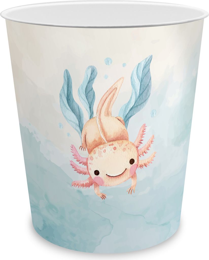 itenga Papierkorb für Kinder - Motiv Axolotl - ca. 11 Liter
