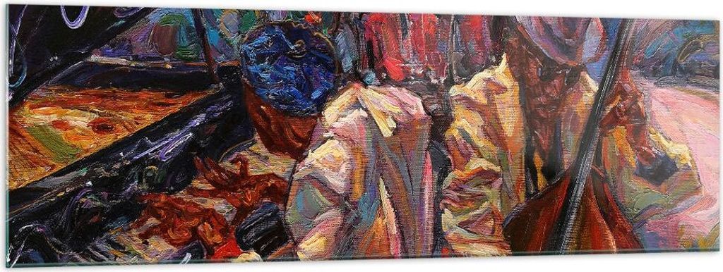 Bilder auf glas - Jazz Musik Band - 160x50cm - Glasbilder - Wandbilder - Kunstdruck - zum Aufhängen bereit - Wanddekoration aus Glas - Glas Bilder...