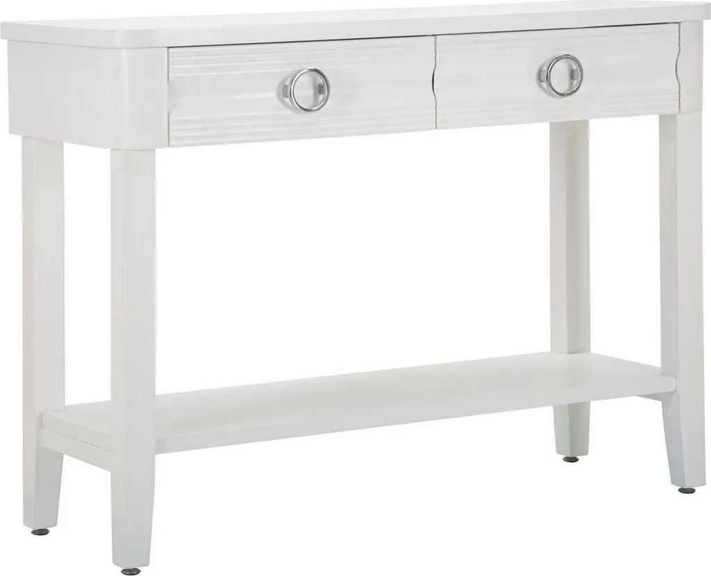 Console Bakar Blanc 110x40x82h cm avec Étagère de Rangement Moderne