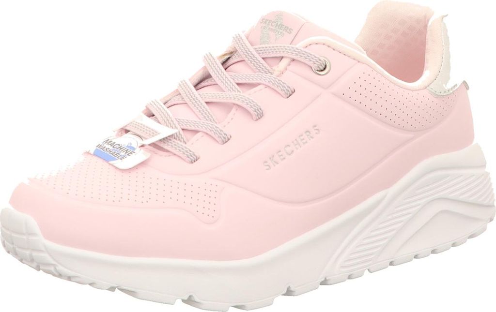 Skechers Kinder-Mädchen-Sneaker-Slipper UNO LITE Weiß-Silber-Pink, Farbe:rot, EU Größe:29