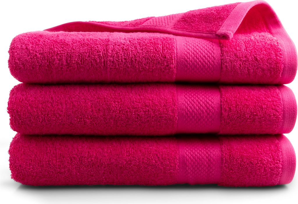 DoubleDry Premium Handtücher Set - 3 Stück 70 X 140 cm Baumwolle - 500 g/m² - Weich & Saugstark - Badetuch badehandtücher Große Handtuch (Rosa)