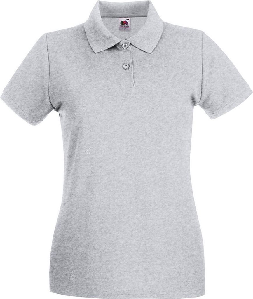 Fruit of the Loom Damen T-Shirt Polohemd kurzarm Poloshirt Polo Shirt, Größe:S (10), Farbe:Heather Grey