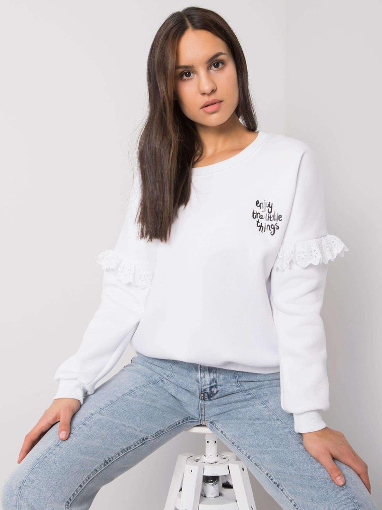 Rue Paris Damen-Kapuzenpulli ohne Kapuze Gwenhwynete weiß L/XL