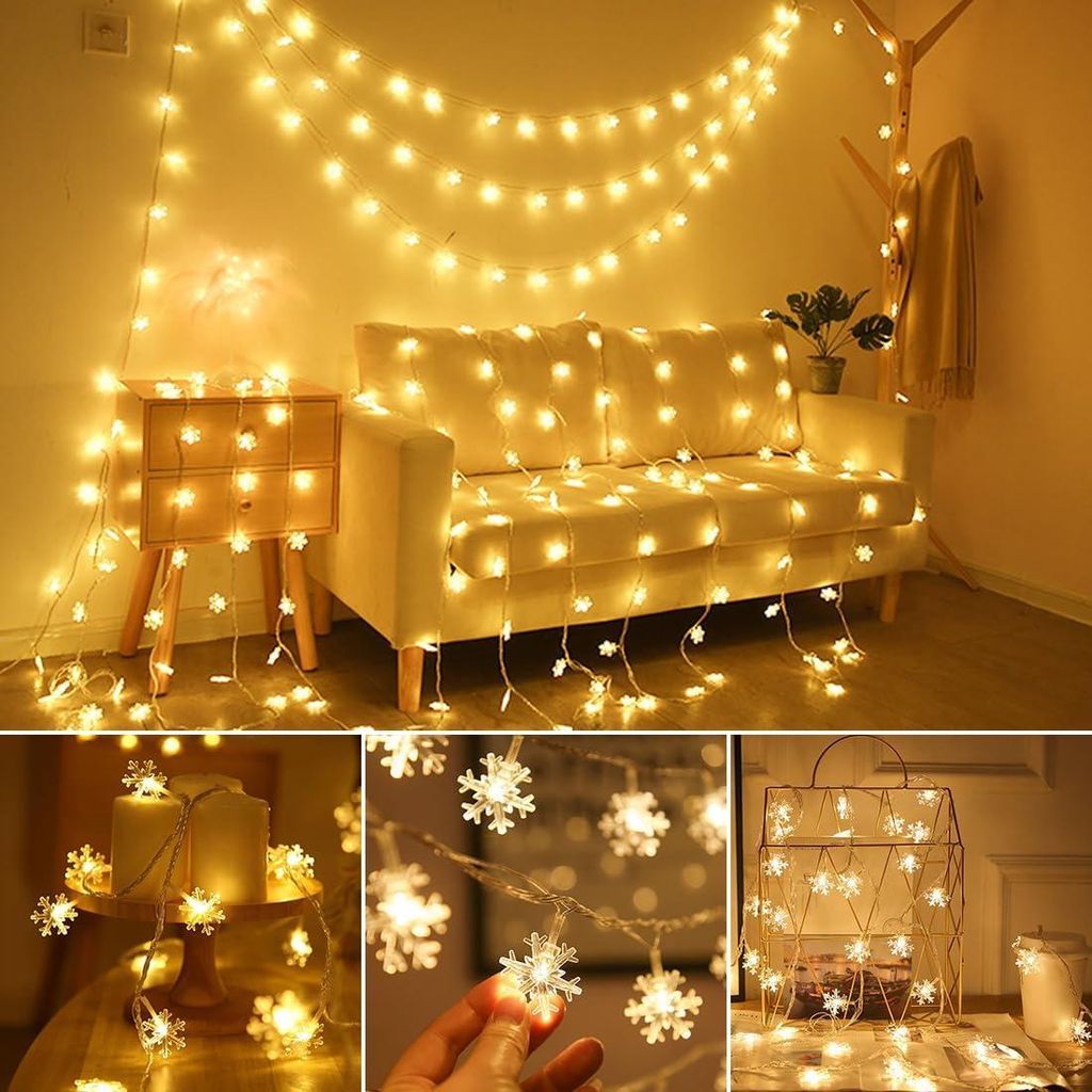 10 LED Solar-Lichterkette Mit Schneeflocken – Weihnachtliche Stimmung 10 LED Solar-Lichterkette Mit Schneeflocken – Weihnachtliche Stimmung
