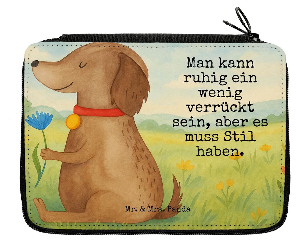 Mr. & Mrs. Panda Federmappe Hund Blume Design - Weiß - Geschenk, Verrückt, Stifteetui, Haha, Etui, Sprüche, Schlampermäppchen, Mäppchen, Bleis...