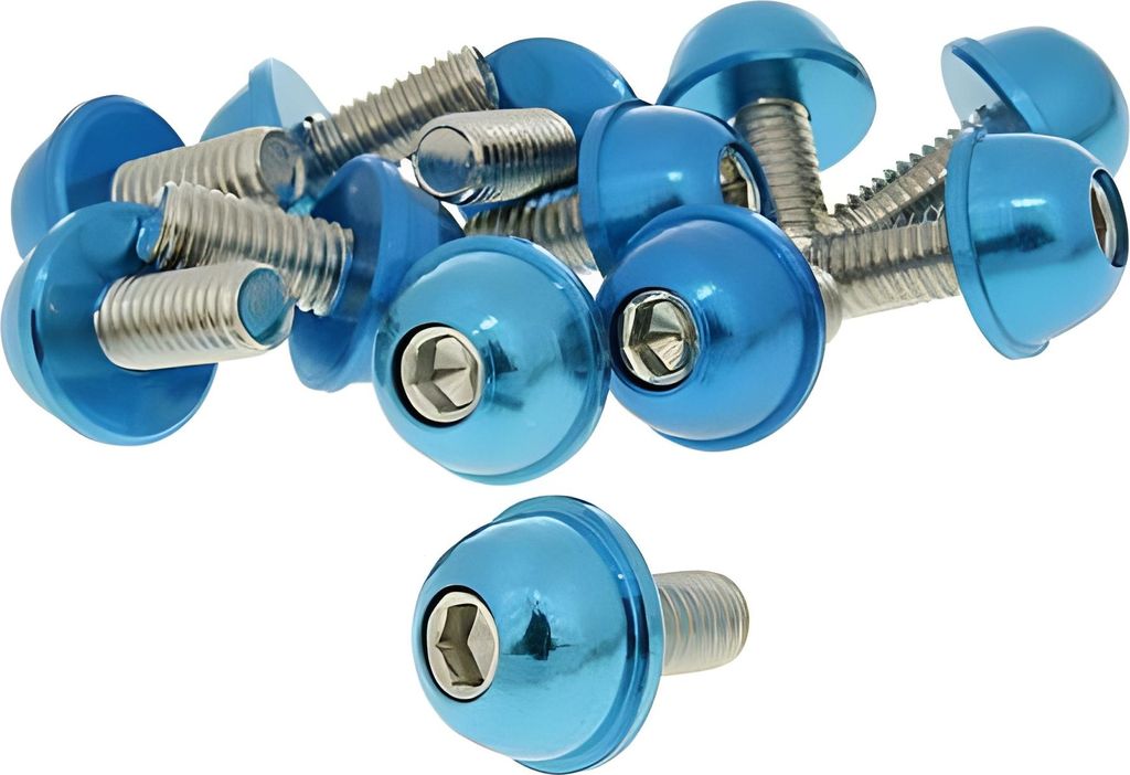 Schraubensatz 12 Stück Alu-Kappe blau - M6x13