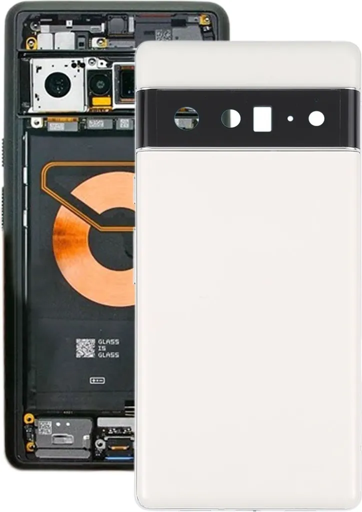 Face Arrière Blanche Pixel 6 Pro avec Cadre Central en Aluminium Or