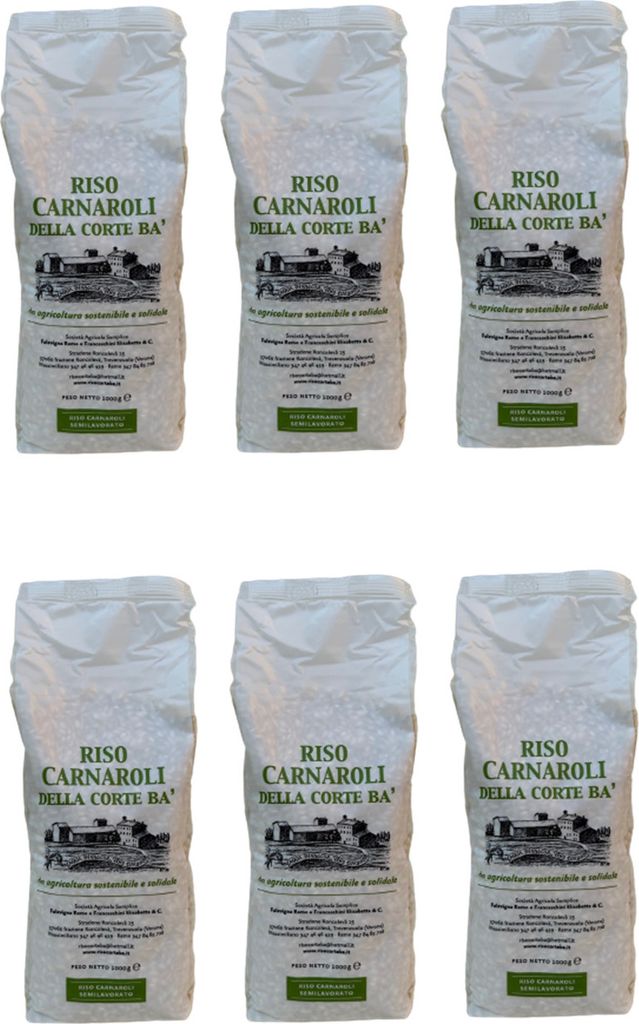 Halbfertiger italienischer Carnaroli-Reis, von Natur aus glutenfrei, ideal für alle Risotto-Sorten, Schutzatmosphäre verpackt, 6 x 1 kg Packung, ...
