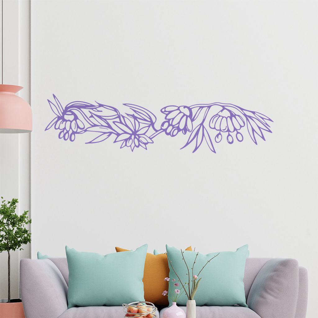 Blume - Ranken Wandtattoo in 6 Größen - Wandaufkleber Wall Sticker - Dekoration, Küche, Wohnzimmer, Schlafzimmer, Badezimmer
