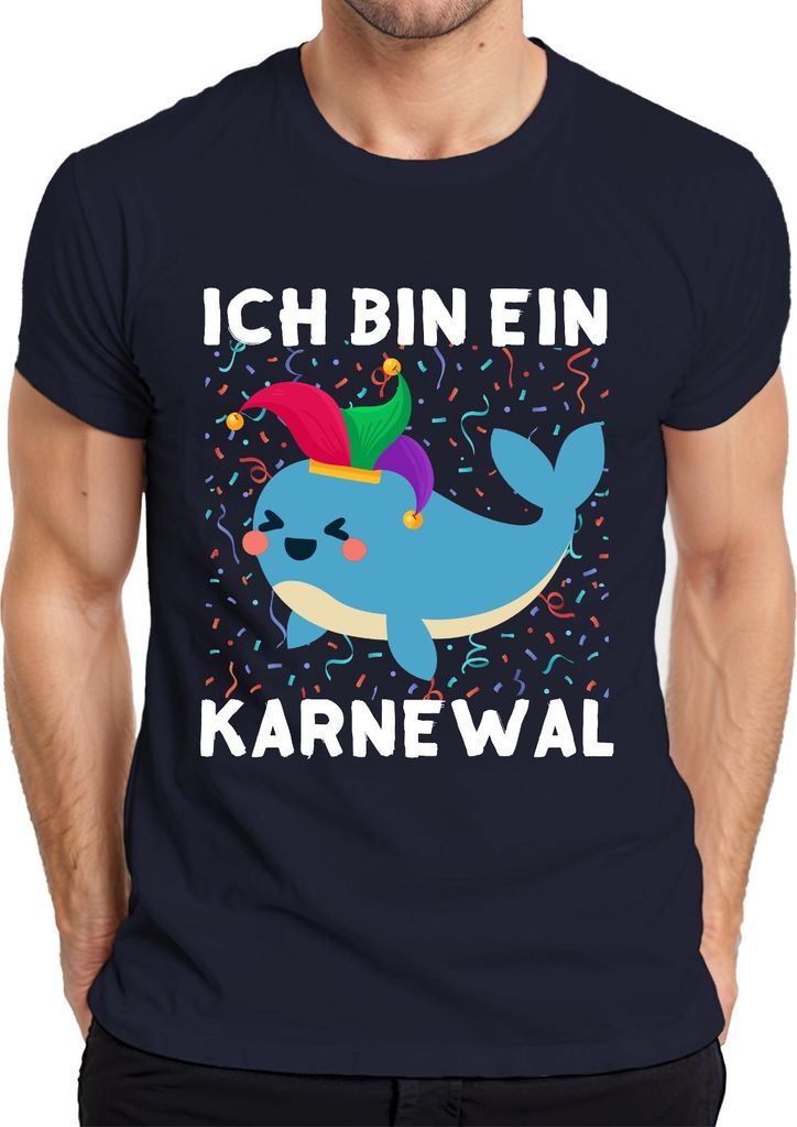 Ich bin ein Karnewal Karneval Wal Narr Konfetti Lustig Geschenk Herren T-Shirt, Navy, 3XL