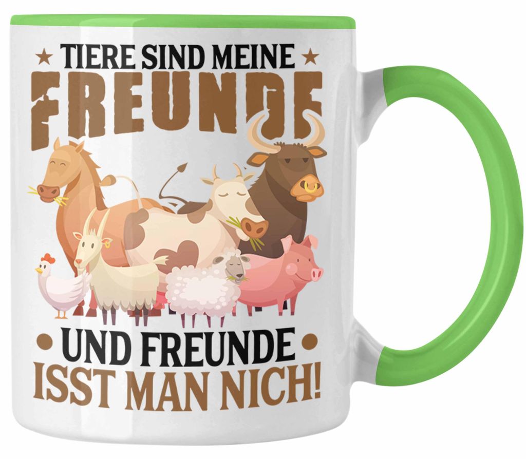 Veganer Tasse Geschenk Spruch Vegan Geschenkidee Lustiger Spruch Vegane Lebensweise Veganerin (Grün)