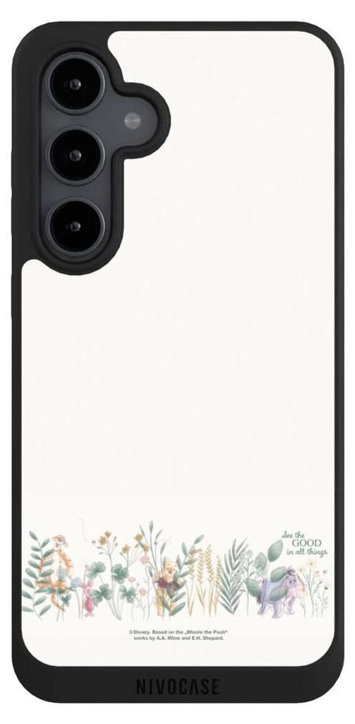 NIVOCASE Handyhülle für Samsung Galaxy S24 FE 5G Hülle NIVOpure Case Schwarz Disney Winnie Puuh Eukalyptus