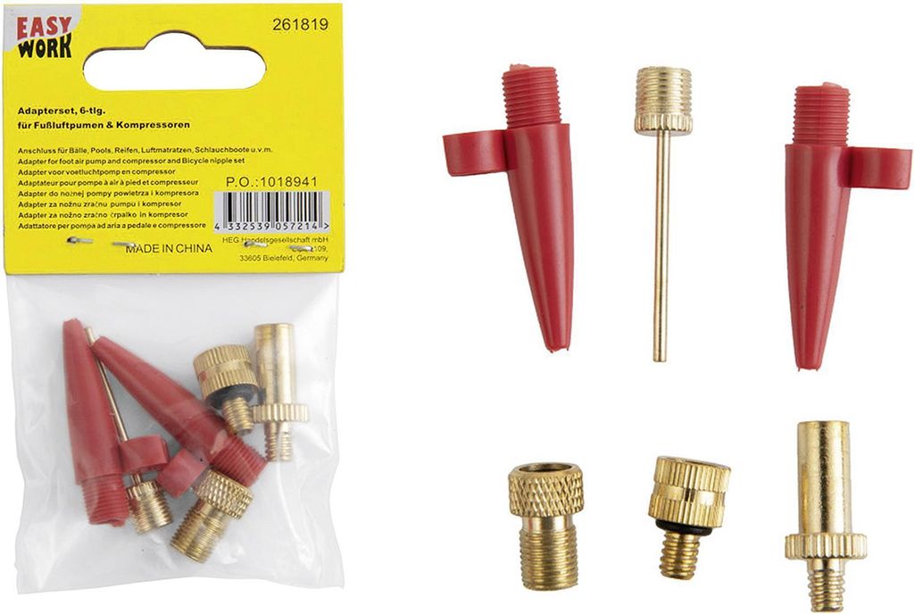 Adapterset für Fußluftpumen 6-teilig