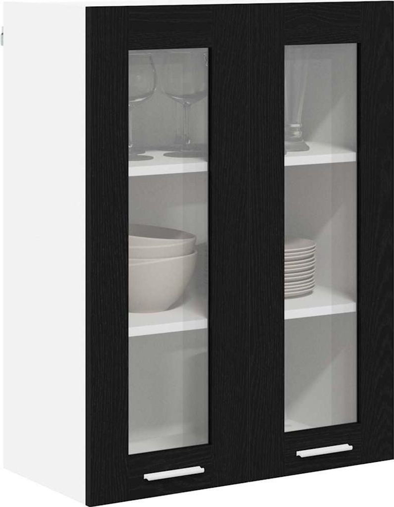 (Design 2026) Hängeschrank Schwarz Eichen-Optik 60 x 31 x 80cm Holzwerkstoff - HOMMIE 119043 - Küchenschränke
